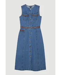 Karen Millen Women's Sleeveless Midi Denim Dress