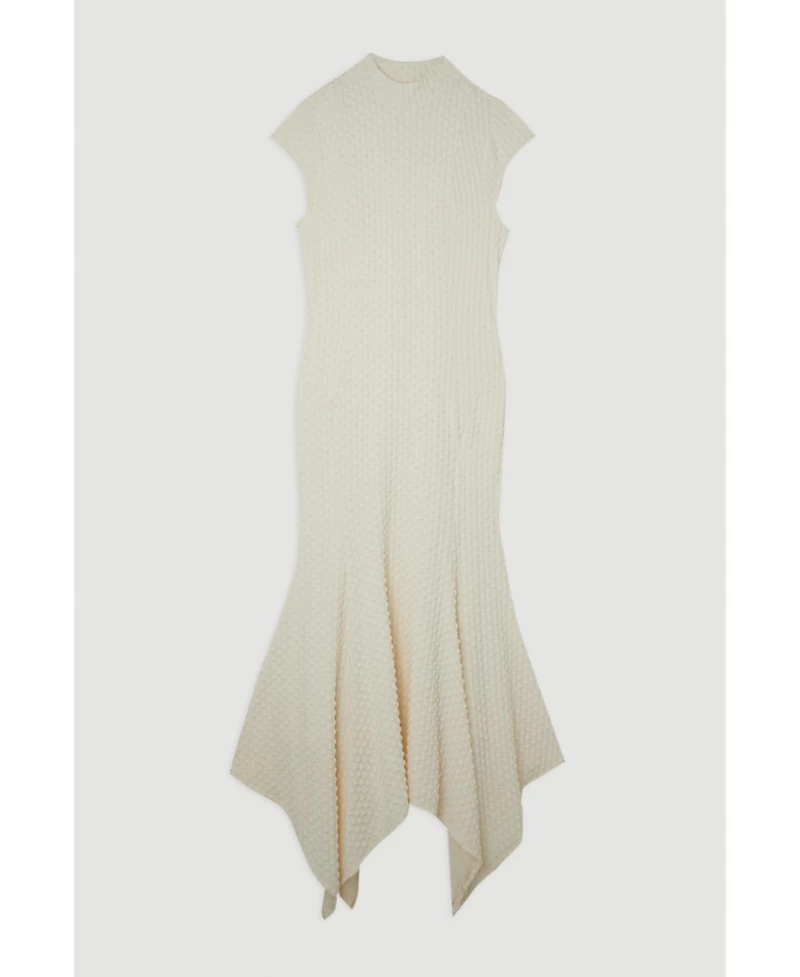 Karen Millen Women's Textured Jersey Dramatic Hem Maxi Dress