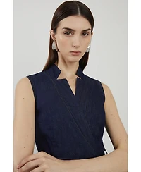 Karen Millen Women's Belted Denim Midi Dress