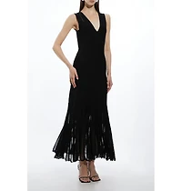 Karen Millen Women's Sheer Skirt Maxi Knit Dress