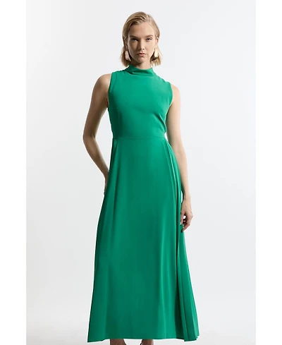 Karen Millen Women's Soft Tailored Pleated Panel Midaxi Dress