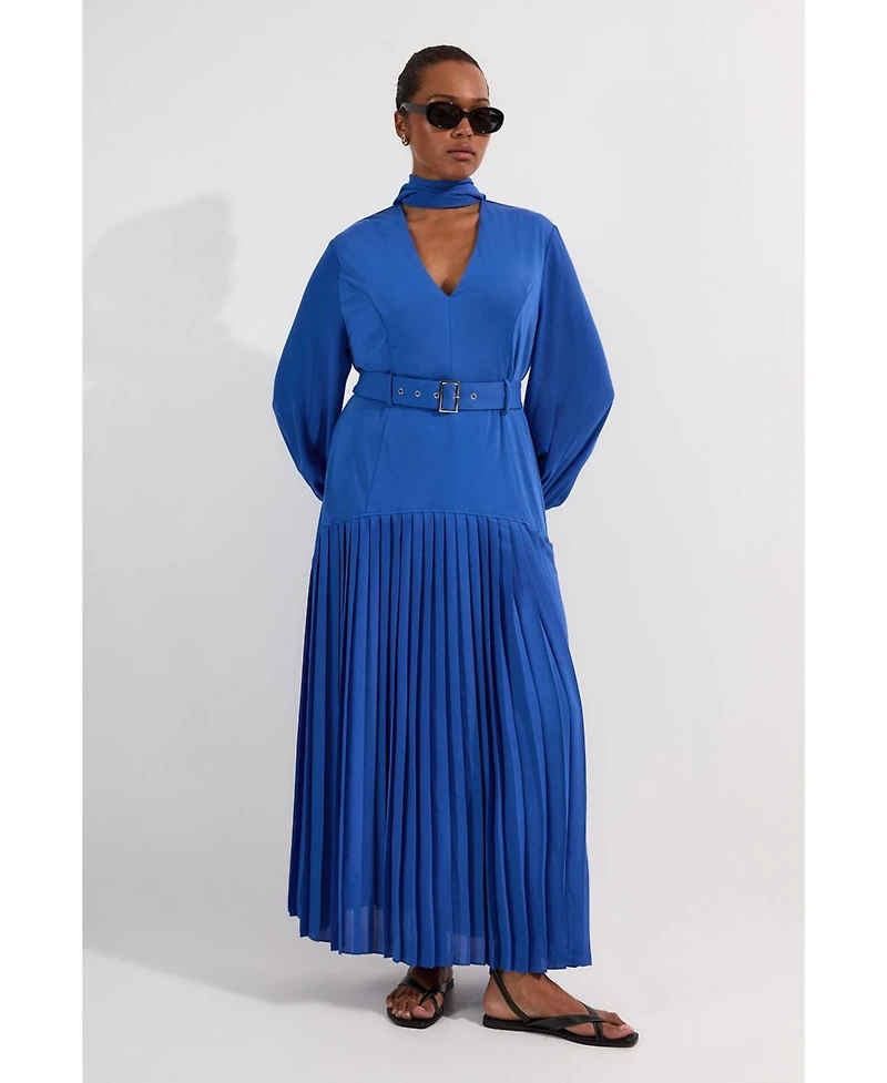 Georgette Mix Midi Dress