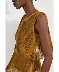 Karen Millen Women's Draped Fringe Knitted Top