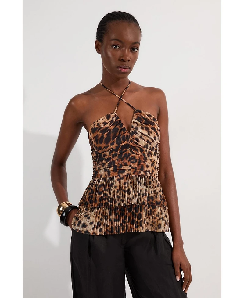 Karen Millen Women's Tiered Halterneck Top