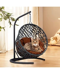 Streamdale Furniture Cat Swing Bed with Stand & Cushion - Brown