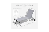 Clihome Patio Chaise Lounge Outdoor Aluminum Polypropylene Chair Set of 2 Woven Stackable Gray Aluminum Frame Stationary Chaise Lounge Chair with Gray