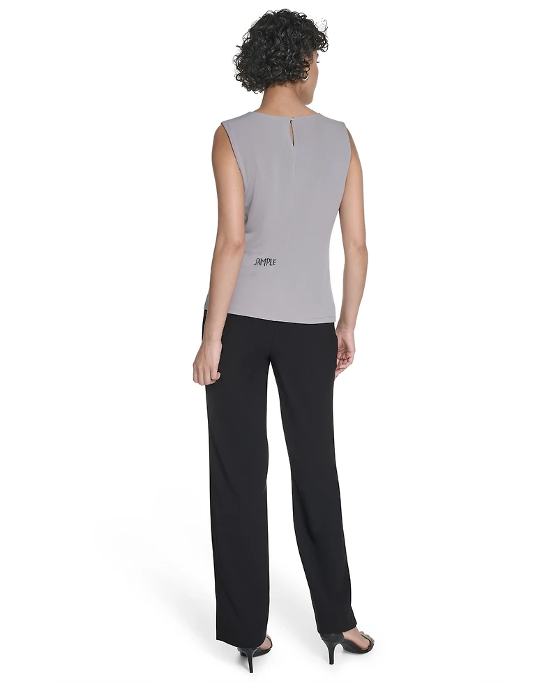 Calvin Klein Women's Sleeveless Pleated Neck Top
