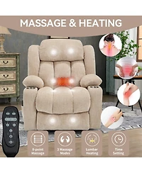 Boyel Living Chenille Power Lift Chair Recliner with 8-Point Vibration Massage and Lumbar Heating