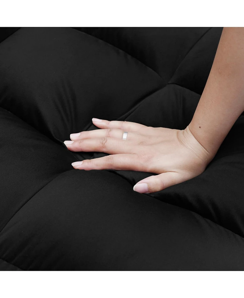 Streamdale Furniture Foldable Velvet Sofa Bed with Usb & Storage (Black