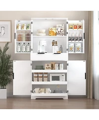 Streamdale Furniture 72" Fluted Pantry Cabinet - Keyboard Drawers & Adjustable Shelves White