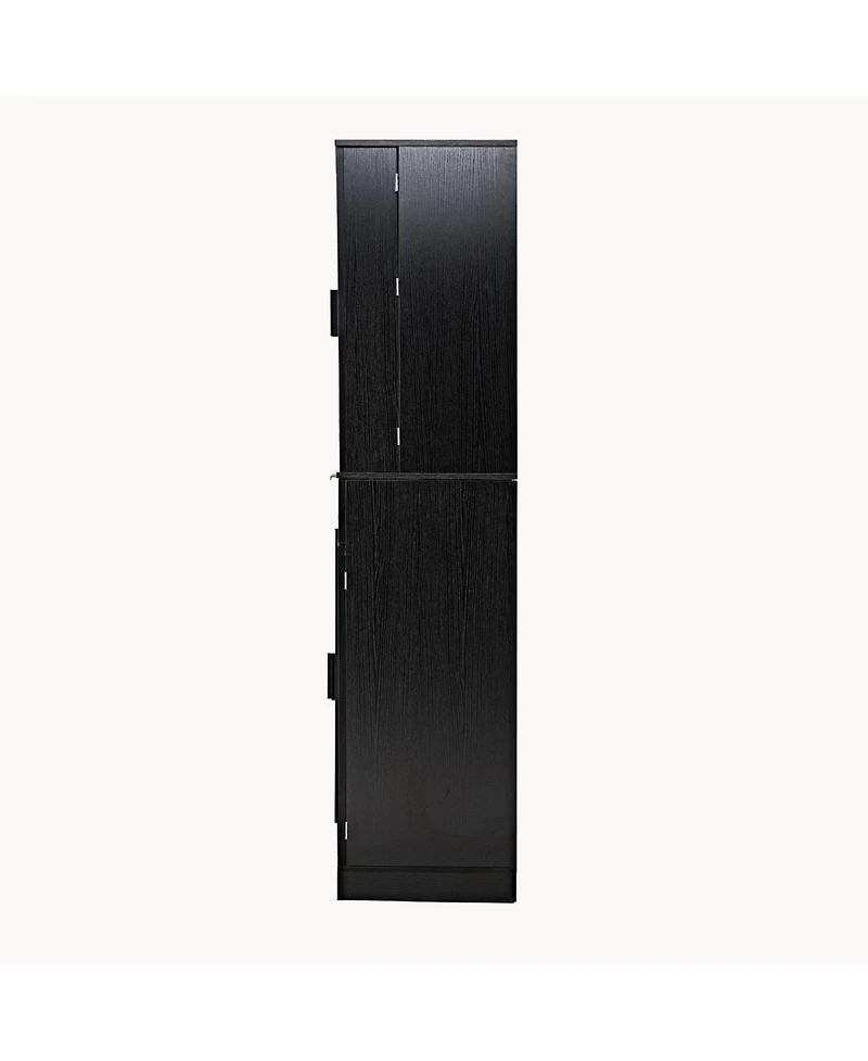 Streamdale Furniture 72" Fluted Pantry Cabinet - Keyboard Drawers & Adjustable Shelves Black