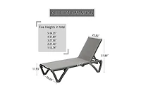 Clihome Patio Chaise Lounge Outdoor Aluminum Polypropylene Chair Set of 2,Woven Stackable Gray Aluminum Frame Stationary Chaise Lounge Chair with Gray
