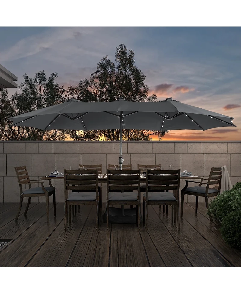 15ft Patio Umbrella with Base Included and Led lights, Outdoor Market Extra Large Umbrella, Pool For Deck, Pool, Garden, Lawn