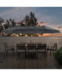 15ft Patio Umbrella with Base Included and Led lights, Outdoor Market Extra Large Umbrella, Pool For Deck, Pool, Garden, Lawn