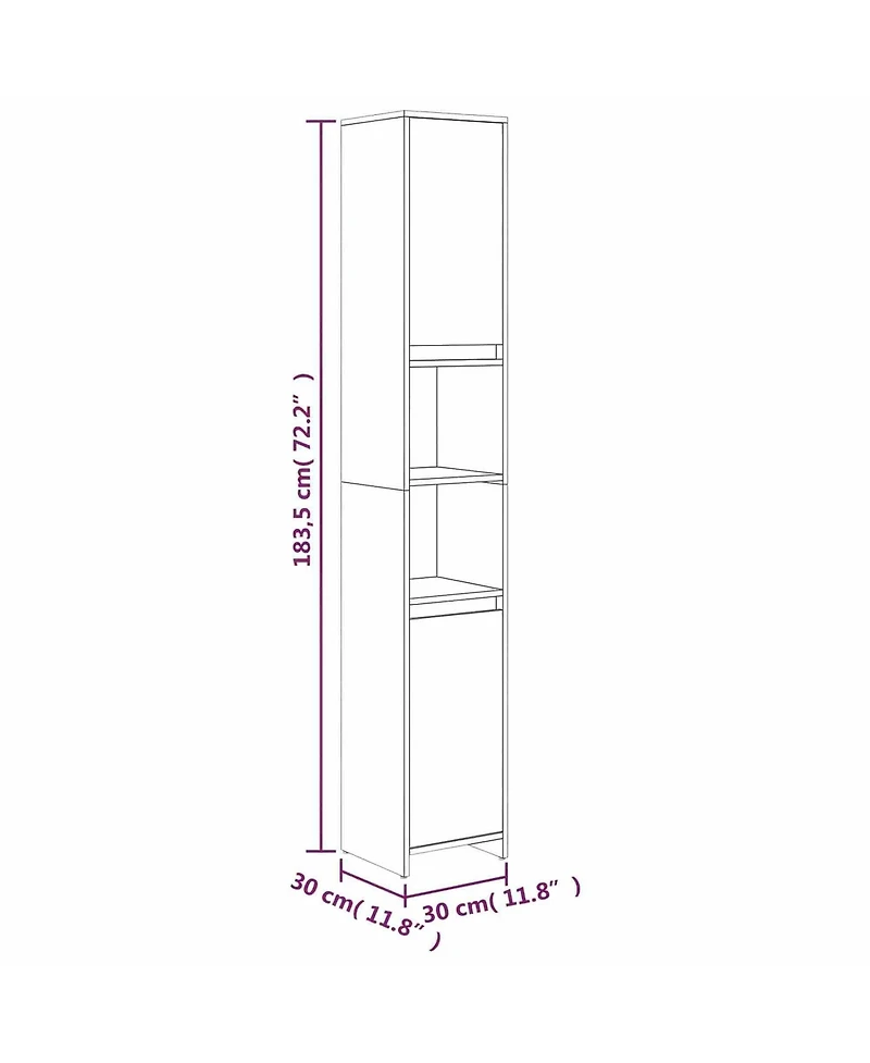 Boyel Living 72.2" Tall Modern Bathroom Cabinet with Open Shelves & 2 Doors for Laundry Rooms or Washrooms