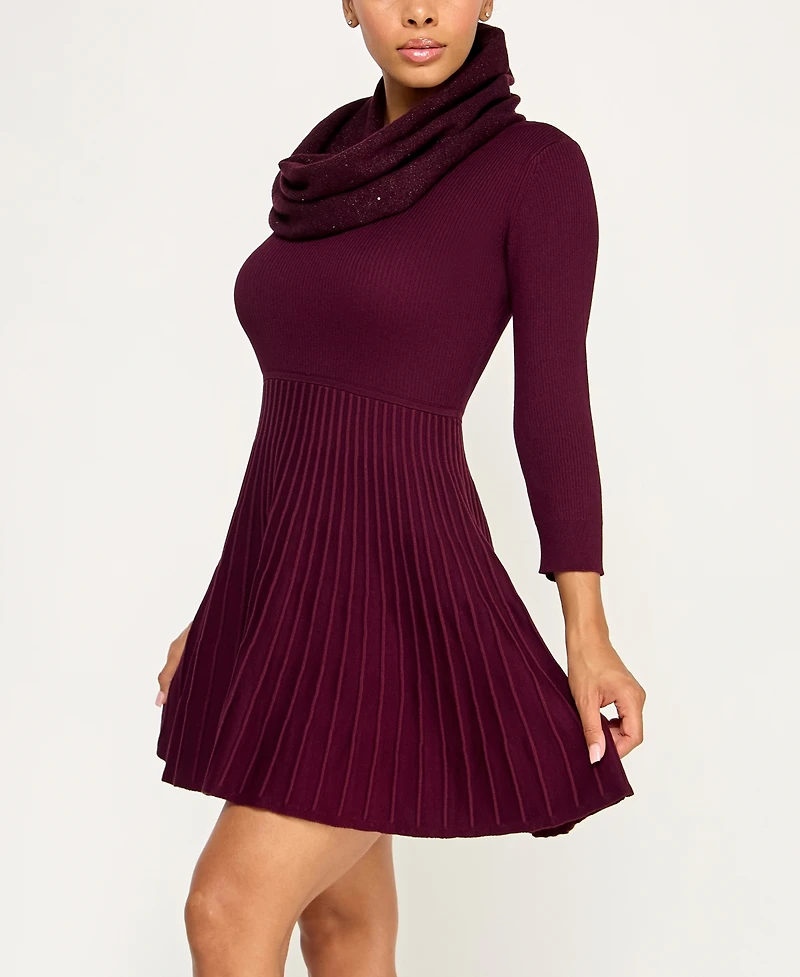 Bcx Juniors' 3/4-Sleeve Crewneck Detachable Scarf Sweater Dress