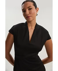 Karen Millen Women's Asymmetric Front Tailored Midi Dress