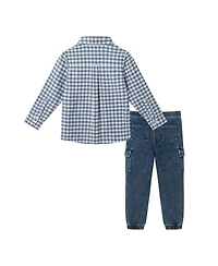 Andy & Evan Toddler/Child Boys Check Buttondown and Jogger Set