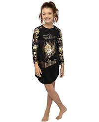Harry Potter Big Girls Nightgown Marauders Map Raglan Long-Sleeve Sleep Pajama Loungewear