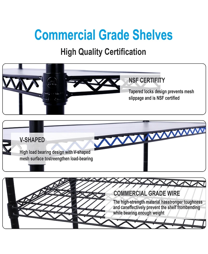 Flynama 84 Inch 6 Tier 6000LB Capacity Nsf Commercial Shelving Unit with Wheels