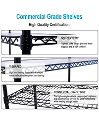 Flynama 84 Inch 6 Tier 6000LB Capacity Nsf Commercial Shelving Unit with Wheels
