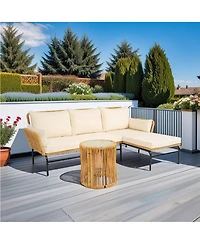 Flynama 3 Piece Outdoor Wicker Patio Set with 3.15 Inch Cushions