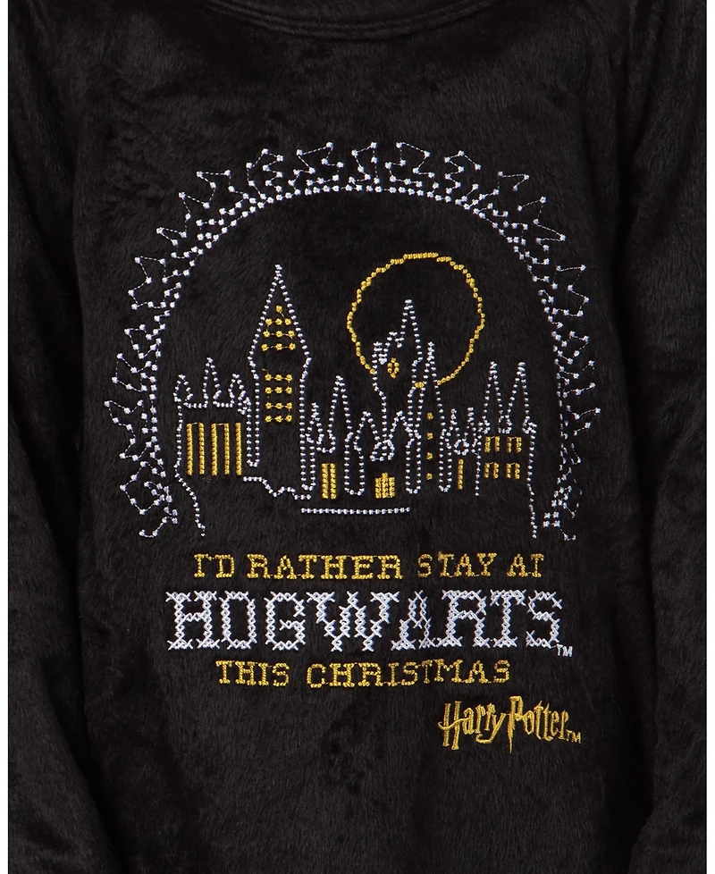 Harry Potter Girls' Nightgown I'd Rather Stay At Hogwarts Christmas Wizarding World Sleep Kids Pajama