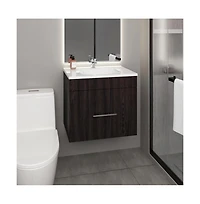Tuhome One door Batroom Vanity Hatta Black Mdf