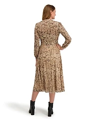 Laundry By Shelli Segal Angela Long Sleeve Reversible Wrap Dress