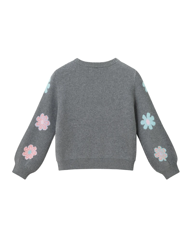 Andy & Evan Toddler/Child Girls Floral Intarsia Sweater