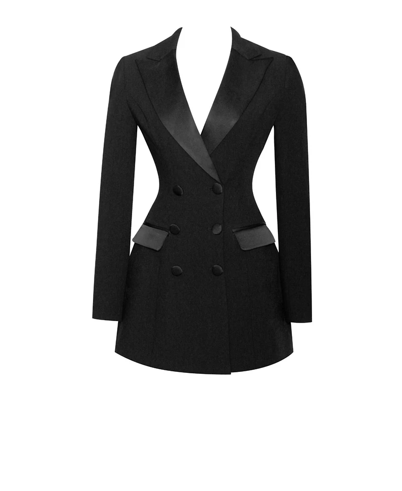 Miss Circle Women Calista Black Stretch Crepe Blazer Dress