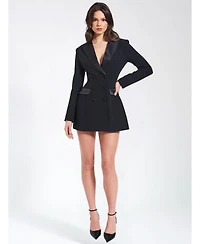 Miss Circle Women Calista Black Stretch Crepe Blazer Dress