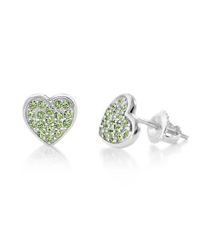 Chanteur Girls /Girl/Heart Multi-color Crystal White Gold Palladium Plating Screwstud Earring
