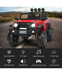 12V Kids Ride On Truck Rc Car w/ Led Lights Music Trunk