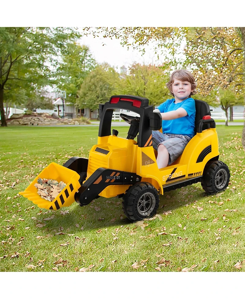 12V Kids Ride On Construction Tractor with Horn & Music & Tail Led Lights