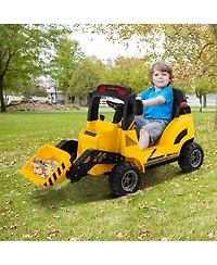 12V Kids Ride On Construction Tractor with Horn & Music & Tail Led Lights
