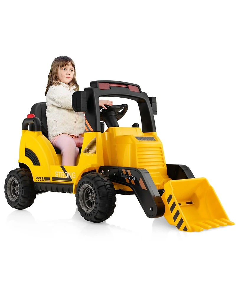 12V Kids Ride On Construction Tractor with Horn & Music & Tail Led Lights