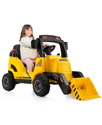 12V Kids Ride On Construction Tractor with Horn & Music & Tail Led Lights