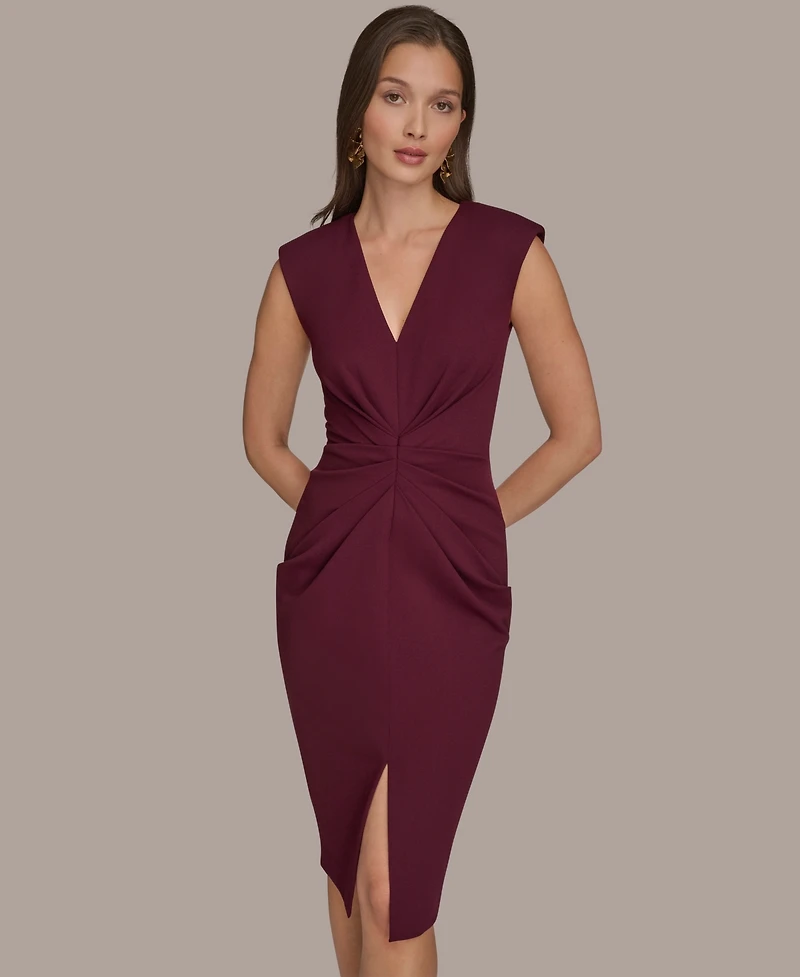 Donna Karan New York Women's V-Neck Ruched Dress