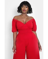 Rebdolls Plus Peasant Top Wide Leg Jumpsuits w. Pockets