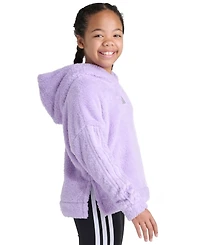 Adidas Big Girls S-xl Long Sleeve 3-Stripes Fleece Pullover Hoodie
