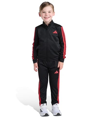 Adidas Toddler and Little Boys 2T-7 Two Piece Long Sleeve, Three Stripes Jacket Jogger Pant Set