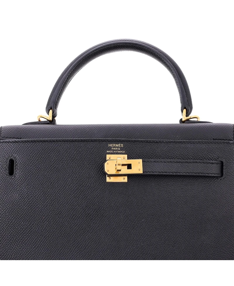 Pre-Owned Hermes Kelly 25 Handbag Black Epsom with Gold Hardware