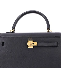 Pre-Owned Hermes Kelly 25 Handbag Black Epsom with Gold Hardware