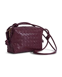 Women's Burgundy Woven Leather Crossbody Bag