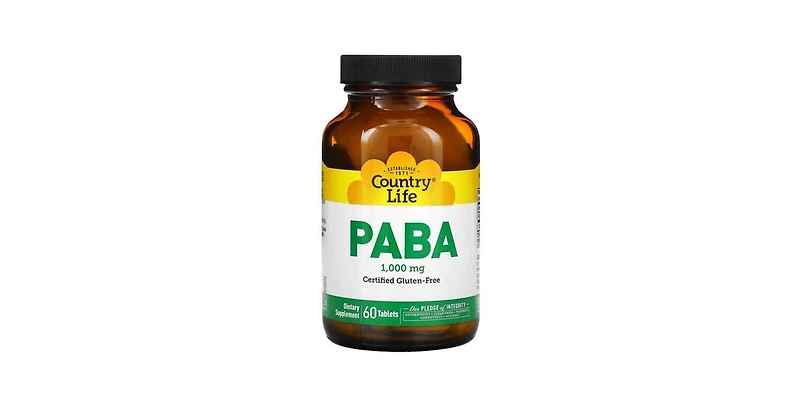 Country Life Paba Tr, 1000 Mg, 60 Tabs