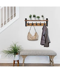 Sorbus Inch Floating Wall Shelf with 5 Heavy Duty Hooks – for Entryway, Bathroom, Bedroom, Kitchen