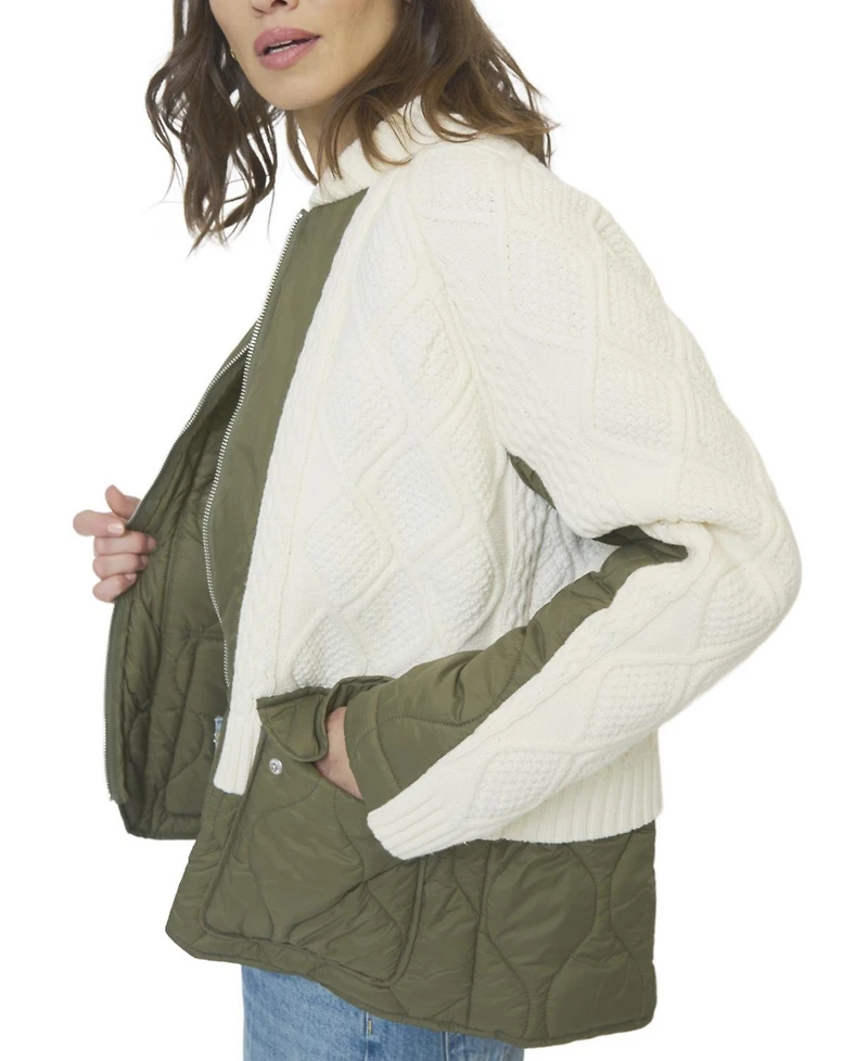 Central Park West Women's Billie Cable And Quilted Coat