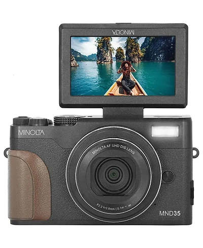 Minolta MND35 64MP 4K Ultra Hd Wi-Fi Digital Camera, Black