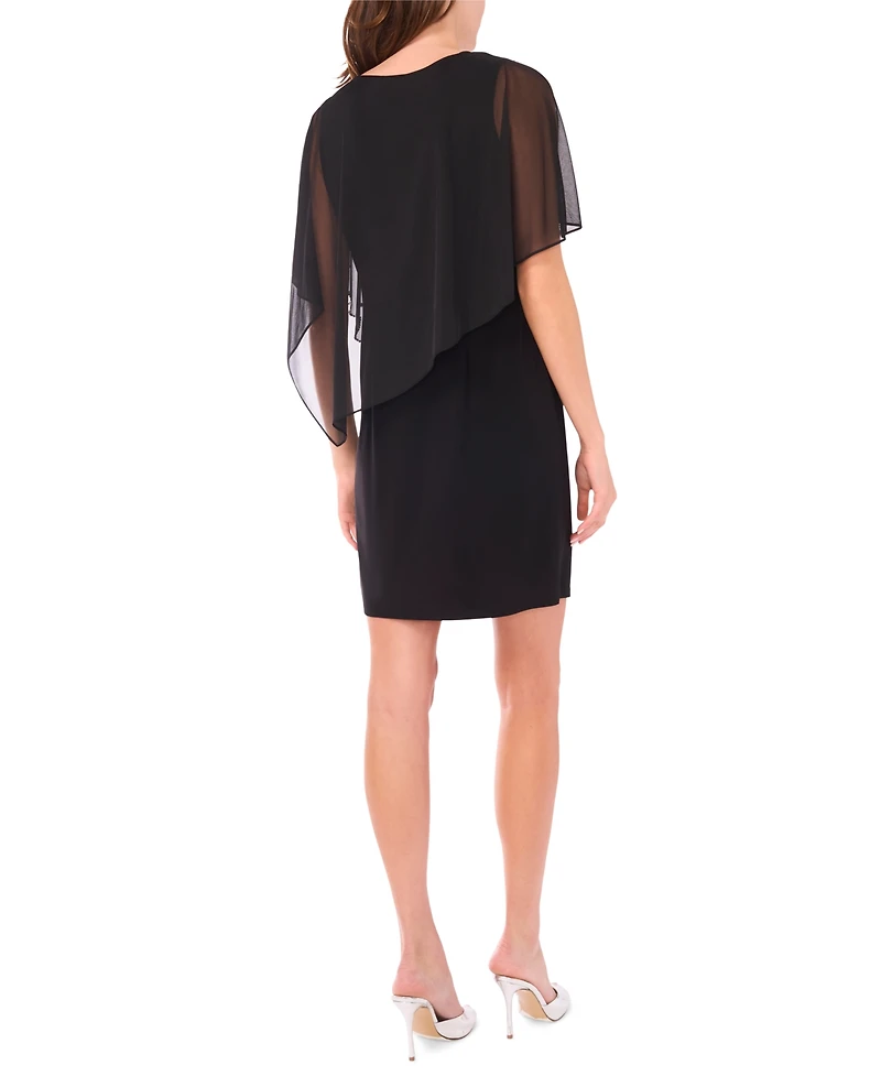 Msk Women's Beaded Overlay Crewneck Dress